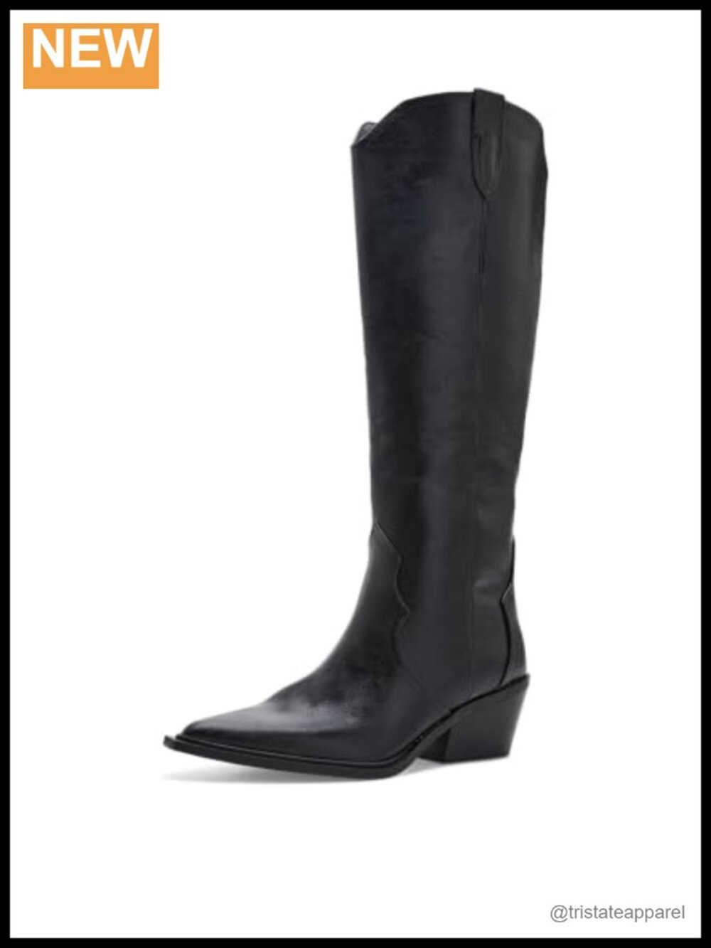 Knee High Pull-On Boots with Block Heel, PU Leather, Nylon Lining